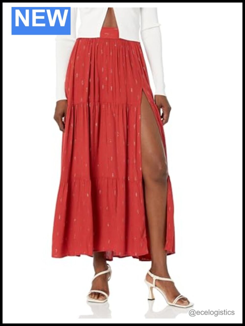 Lurex Threads Maxi Skirt with Side Slit
